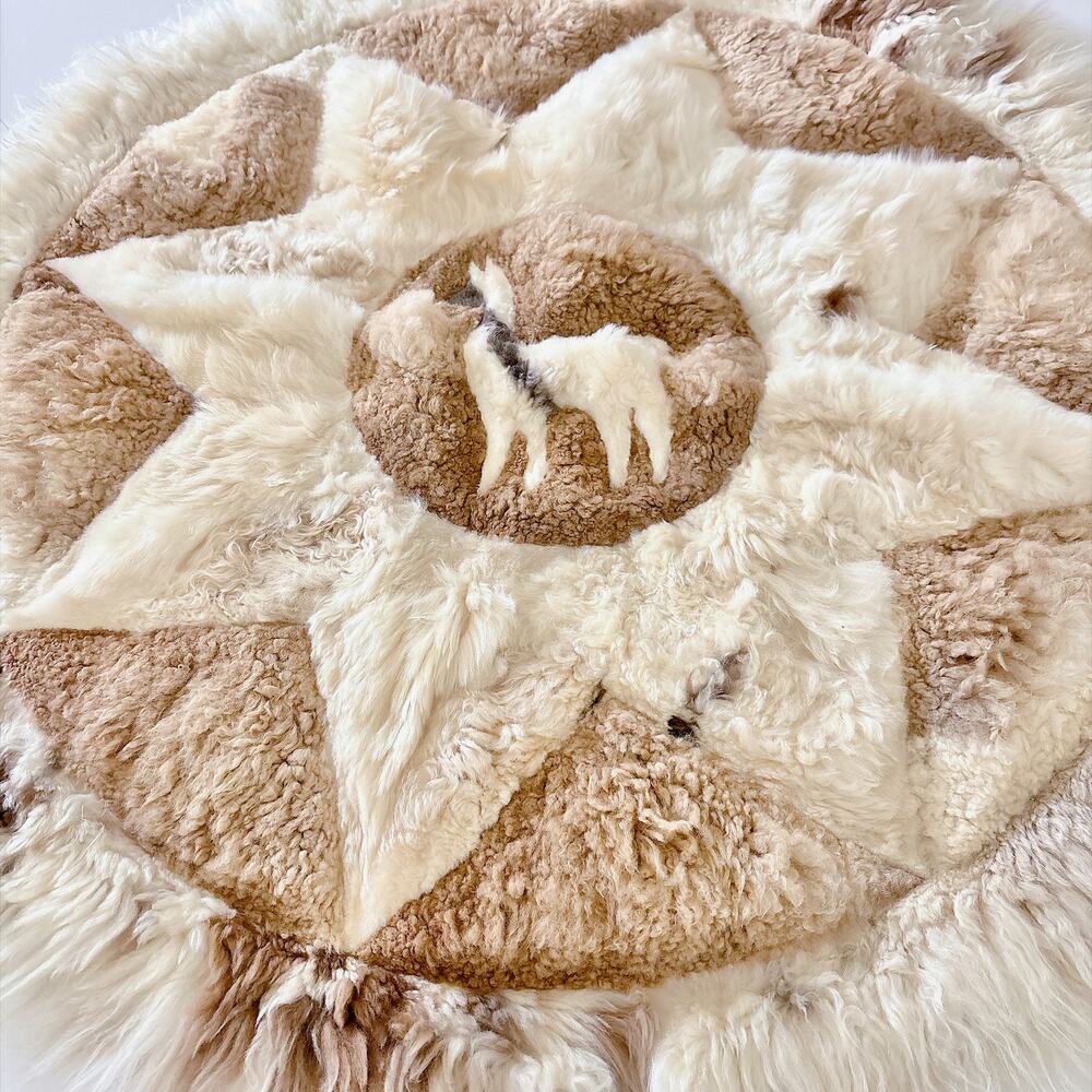SOUTH AMERICAN ROUND PATCHWORK ALPACA FUR RUG - Picture 16 of 16